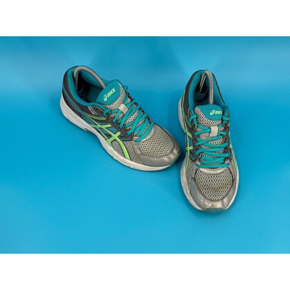 ASICS Gel Contend 3 Womens Size 8 D Wide Gray Teal Lime Running Shoes T5G5N